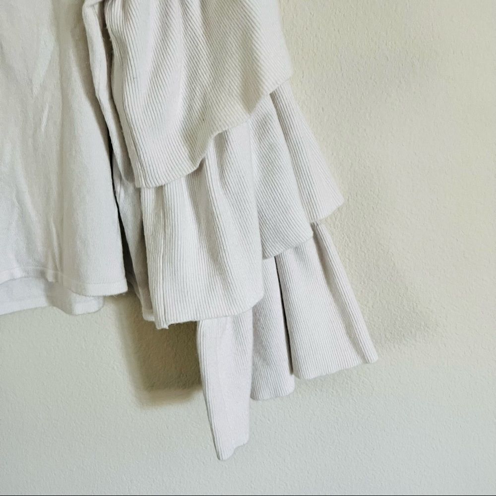 Zara white Ruffled Layered Long Sleeve Top Size Small - Picture 4 of 7